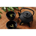 Venta caliente China Negro hierro fundido Tea Pot Tea Set con Trivet